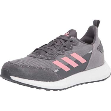 Imagem de Tênis de corrida infantil Adidas Rapidalux de camurça e couro, Grey/Glory Pink/Ftwr White, 6 Big Kid