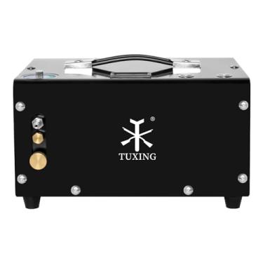 Imagem de TUXING Compressor de ar Pcp, 4500Psi 300bar, livre de óleo/água, sistema de drenagem embutido, alimentado por carro 12V DC ou casa 110V AC com adaptador (incluído), bomba para rifles de ar PCP e