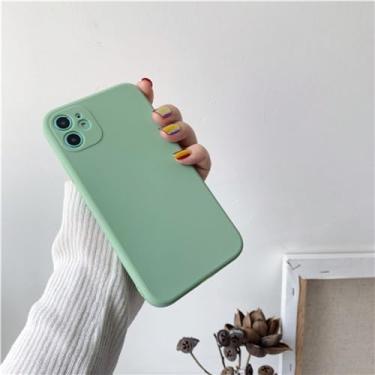 Imagem de Capa de silicone líquido original luxuosa para iPhone 13 Mini 12 11 Pro XR XS Max SE2 6 6S 7 8 Plus Capa de proteção fosca macia, verde Matcha, para 12 Pro Max