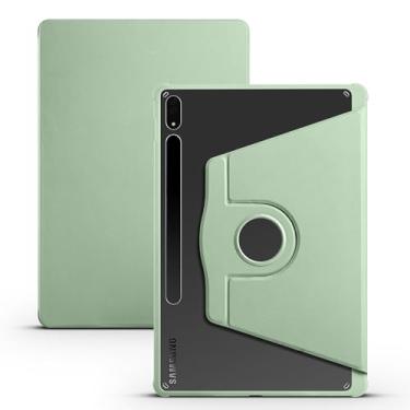 Imagem de Tampa do caso da tabuleta Capa traseira transparente compatível com Samsung Galaxy Tab S8 Plus 12,4 polegadas/S7 Plus/S7 FE SM-X800, SM-X806,T730,T790, suporte giratório de 360 ​​graus Folio Flip Smar