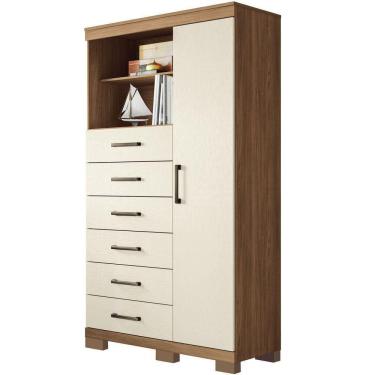Imagem de Multi Cômoda Marbella 1 Porta 6 Gavetas Pés Jatobá-areia