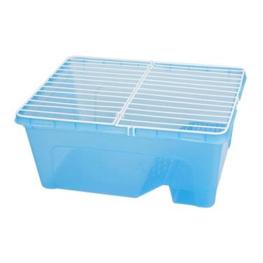 Imagem de Fenteer Área de incubação para aquário, tanque de tartarugas, com tampa, fácil de alimentar, evita escalada, escapando de grande capacidade para sapo, azul