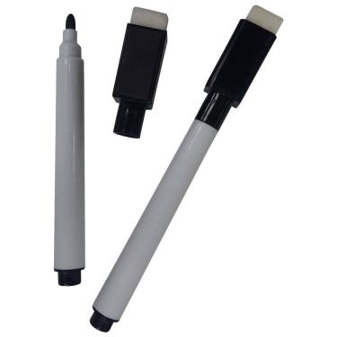 Imagem de Kit 150 Canetas Pretas Para Quadro Branco Com Apagador E Imã