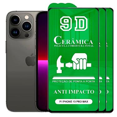 Imagem de Kit 3x Película Compatível com iPhone 13 Pro Max - 9D Cerâmica Protetora Resistente Anti Impacto Queda Choque Shock Flexível Nano Gel Compatível 3D 5D 100D