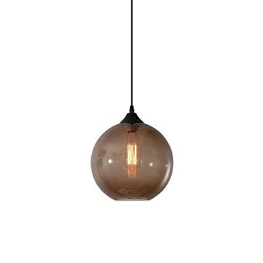 Imagem de Lustre moderno globo de vidro colorido luminária pendente lustre moderno globo de vidro E27 lâmpada suspensa simples luminária de suspensão para loft quarto sala de jantar cozinha ilha pia (cor: