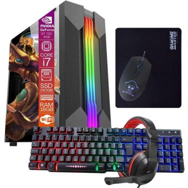 Imagem de Computador Gamer TOB Intel Core i7 Wi-Fi SSD 240GB 16GB VGA GT740 2GB Windows 10 Pro Trial + Teclado e Mouse + Mouse Pad + Headset
