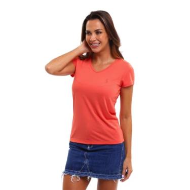 Imagem de Camiseta T-Shirt Feminina Gola V em Viscose Dry (G, Vermelho Coral)
