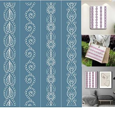 Imagem de Alinacutle Estêncil vintage para tela de seda, impressão autoadesiva reutilizável para decoração de casa/impressão em madeira/tecido/parede/copo/prato/vidro/papel, 21 x 28 cm