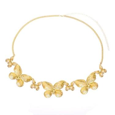 Imagem de Corrente de cintura de borboleta dourada para mulheres meninas verão praia Havaí feriado biquíni corrente metal borboleta corpo corrente boêmia borboleta cintura joia para mãe filha, Liga de zinco,