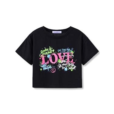 Imagem de Dvenki Top cropped grafite preto para meninas pequenas e grandes - camiseta legal de verão roupas adolescentes tamanho 6-18, Grafite preto, 6