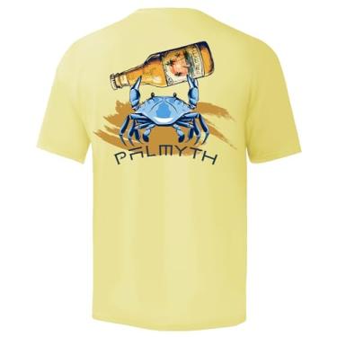 Imagem de Palmyth Camisa de pesca masculina manga curta proteção solar UV FPS 50+ FPS camiseta, Caranguejo amarelo/bêbado, M