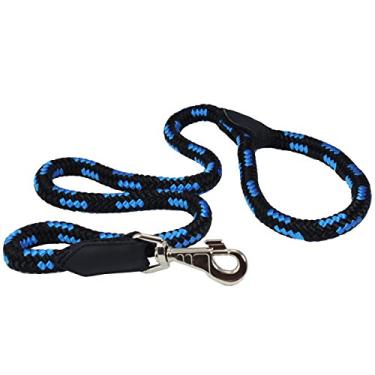 Imagem de Coleira para cachorro Dogs My Love de 1,82 m de comprimento trançada com cordão azul com preto 6 tamanhos (GG: 1,82 m de comprimento; diâmetro de 14 mm))