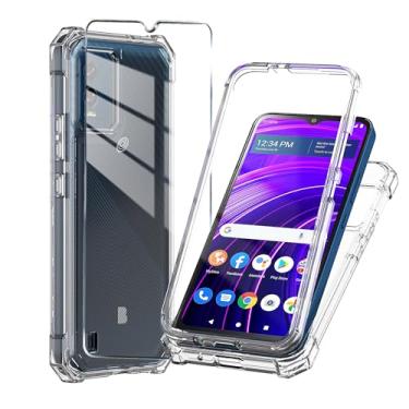 Imagem de Mocotto Capa para celular BLU View Speed 5G com protetor de tela de vidro temperado, capa protetora fina de silicone macio para BLU View Speed 5G (transparente)