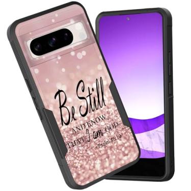Imagem de CICPLKSE Capa para Pixel 8 Pro, camada dupla, híbrida, à prova de choque, rígida, policarbonato macio, TPU, capa protetora para Google Pixel 8 Pro de 6,7 polegadas 2023, verso bíblico com glitter em