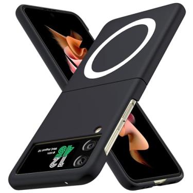Imagem de YSLBWLE Capa magnética para Samsung Galaxy Z Flip 3 5G fina e de proteção de nível militar, capa magnética para celular, preta 21-zflip3-01