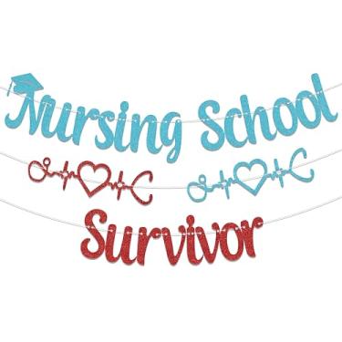 Imagem de Faixa de sobrevivente da escola de enfermagem, decoração de formatura de enfermeira classe de 2024, faixa de parabéns BSN/RN, suprimentos de decoração de festa de graduação da faculdade de medicina