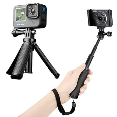 Imagem de YALLSAME Mini tripé de bastão de selfie para GoPro Hero 13 12 11 10 9 8 7 6 5/AKASO/DJI, bastão de selfie extensível para câmera de ação/iPhone, tripé de haste de extensão para GoPro, alça portátil