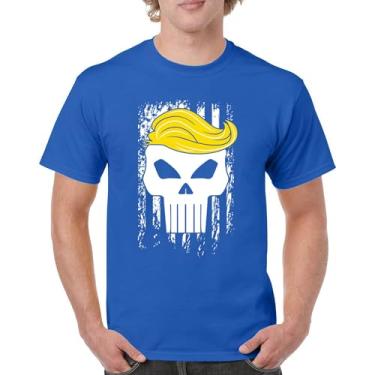 Imagem de Camiseta masculina Trump Flag 2024 Make America First Great Again Deplorable Skull My President MAGA Republican FJB, Azul, 5G