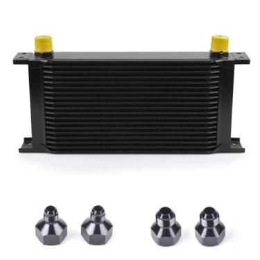 Imagem de ZHSYMX Refrigerador de óleo de placa empilhada AN10-10AN 19 fileiras com adaptador 6AN 8AN transmissão universal do motor óleo do radiador britânico