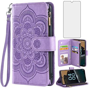 Imagem de Asuwish Capa de telefone para Nokia G400 5G capa carteira com protetor de tela de vidro temperado e flor de couro flip porta-cartão de crédito suporte fólio bolsa acessórios para celular G 400 400G