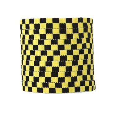 Imagem de Checkered Grid Flat Shoelace Sneaker Shoe Laces Colors Shoestring Printing Ribbons Shoelaces Lacing(Black yellow,180 cm)