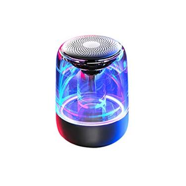 Imagem de C7 Alto-falante Bluetooth sem fio, subwoofer, luzes coloridas, portátil, carro, PC, celular, cristal, vidro, Bluetooth, alto-falante (preto)