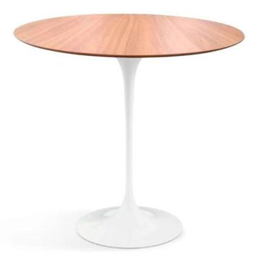 Imagem de Mesa Lateral Tulipa Saarinen 41Cm Tampo Freijó Branco