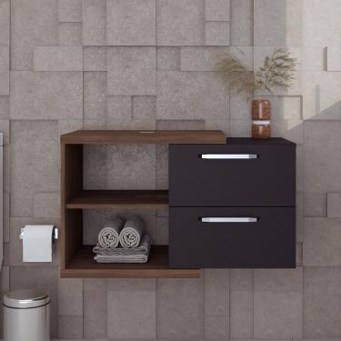 Imagem de Armario Gabinete Nexus 83 cm Nogal/Preto Ônix