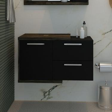 Imagem de Armário Gabinete Nexus 83P Carvalho Dark/Preto Ônix