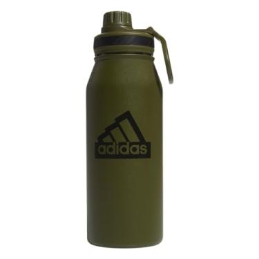 Imagem de adidas Garrafa de água de metal de 1 litro, aço inoxidável 18/8 com isolamento quente/frio de parede dupla, Focus verde-oliva/preto, 32 Ounces