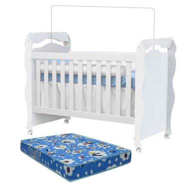 Imagem de Berço Americano New Nanda Branco Brilho Com Colchão Ortobom - Carolina Móveis