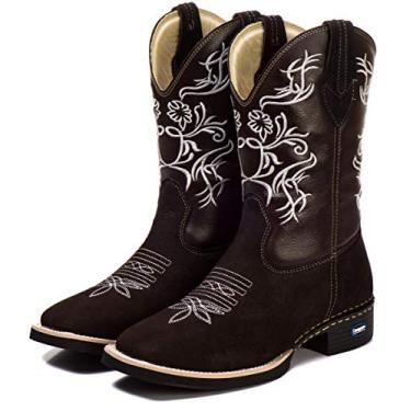 Imagem de Bota Country Texana Feminina Cano Longo Café Couro Marrom, 34