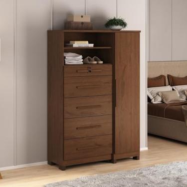 Imagem de Cômoda Sapateira Imperial Mdp 1 Porta 5 Gavetas Marrom