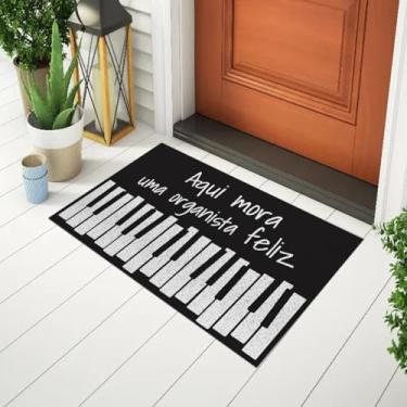 Imagem de Tapete Capacho Divertido e Decorativo Porta De Entrada Com Frase - Aqui mora uma organista Ca396
