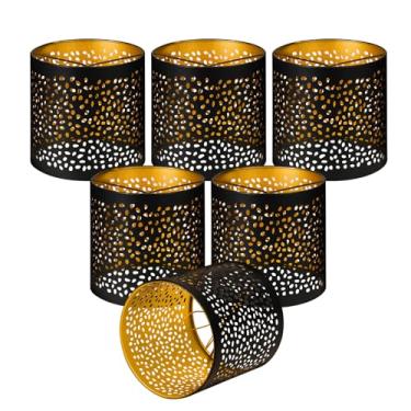 Imagem de Pacote com 6 persianas pequenas com clipe, substituição de persianas de candelabro de metal, cortinas pequenas de encaixe para luminárias de mesa, luminária de chão, arandelas de parede, luminária