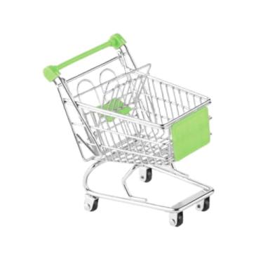 Imagem de Generic Carrinho de compras para crianças Carrinho de empurrar para crianças Brinquedo Ornamento decorativo Presente Papelaria Diversão Organizador de mesa, Verde