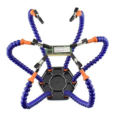 Imagem de Ferramenta de Braçadeira de Ajuda de Terceira Mão para Soldagem de 6 Braços, Suporte para PCB, Base de Alumínio, Clipes Giratórios de 360°, Artesanato, Escultura, Reparo,