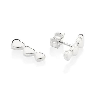 Imagem de Brincos rommanel prata 925 3 coração juntos 820181