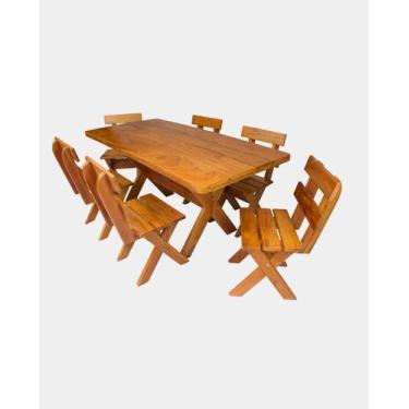 Imagem de Conjunto Rústico Com 6 Cadeiras Madeira Maciça Angelim Churrasco e Chu