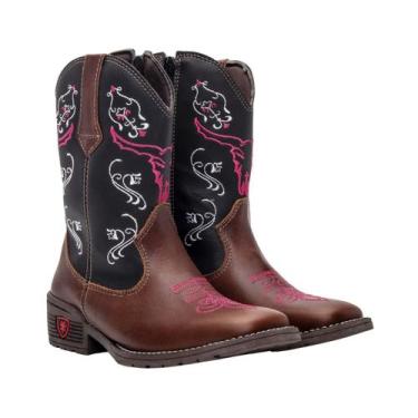Imagem de Bota Texana Country Infantil Texas Gold de Couro Cara de Boi, 30, Marr