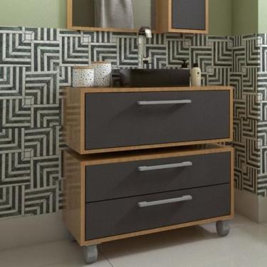 Imagem de Gabinete Suspenso para Banheiro 80cm 1 Basculante e Balcão 2 Gavetas A