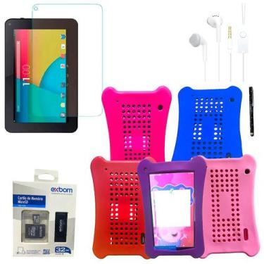 Imagem de Capa infantil kit Película + Cartão 32GB Fone + Caneta p/ Tablet Mirag