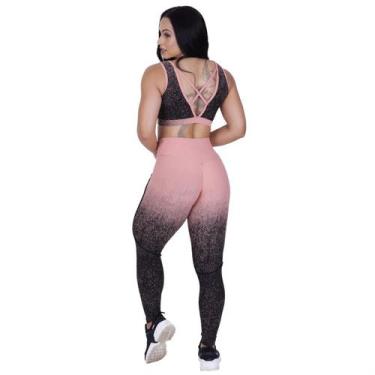 Imagem de Conjunto Fitness Feminino Legg Empina Bumbum + Top Decote Bojo Degrade