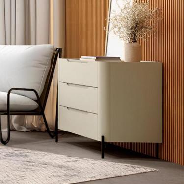 Imagem de Cômoda com 3 Gavetas 97cm Pés em Metal 100% MDF - Casa Lar Inco Q, Lun