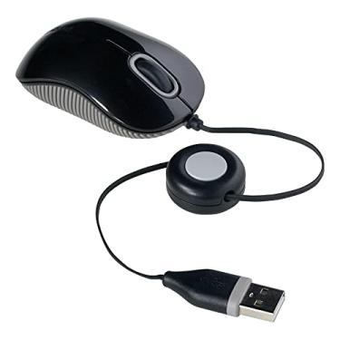 Imagem de Targus Mouse compacto com tecnologia Blue Trace para rastreamento e cabo USB retrátil de 6 cm, cabo ajustável de mouse suporta Windows, Mac e Netbooks, preto/cinza (AMU75US)