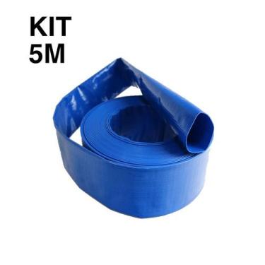 Imagem de Kit 5m Mangueira Flat.  Azul 3" - Transpower