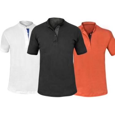 Imagem de Kit 3 Camisetas Gola Padre Masculina Linha Premium Com Elastano - MT C