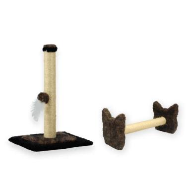 Imagem de Arranhador Para Gatos Poste P Torre Sisal Com Bolinha Poste Horizontal