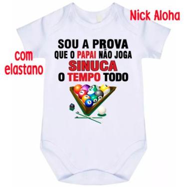 Imagem de body bebê sou a prova que o papai não joga sinuca o tempo todo cód 211