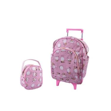 Imagem de Kit Mochila De Carrinho Infantil Bichinho G + Lancheira - Suporte Lanc